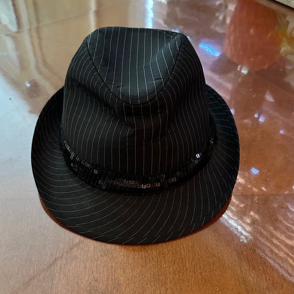 Candie's Black Fedora with Sequin Detail